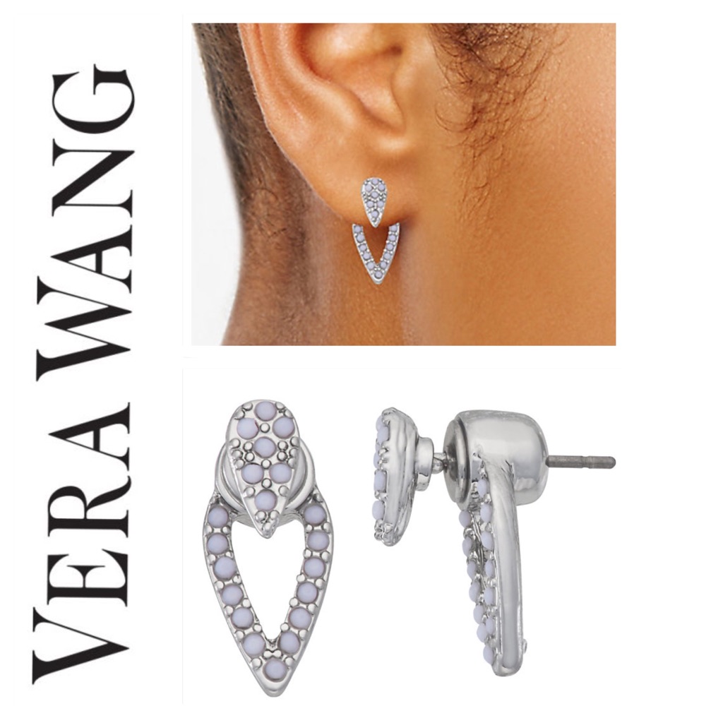 White Elongated Floater Earrings 26$